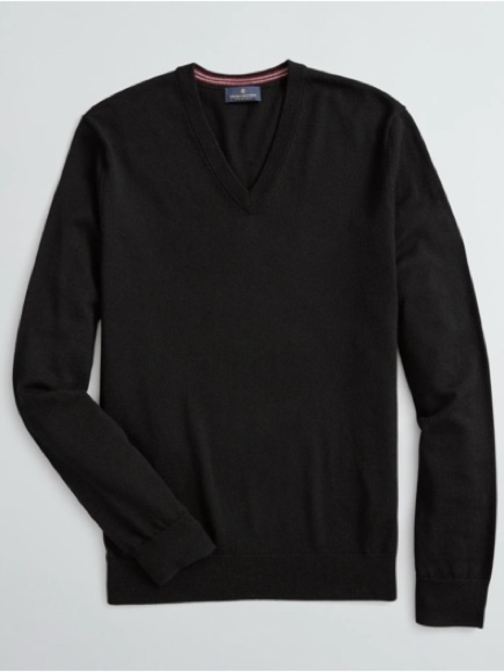 Brooks Brothers Men's XL Black 100% Merino Wool V-Neck Sweater Italian Yarn